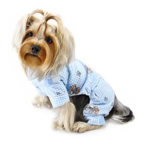 Adorable Teddy Bear Love Flannel PJ (color: Light Blue, size: small)