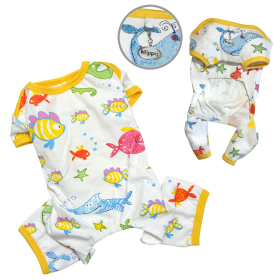 Knit Cotton Pajamas with Ocean Pals (color: White, size: small)