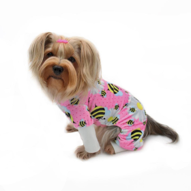 Ultra Soft Plush Minky Bumblebee & Flower Pajamas (color: Pink, size: medium)