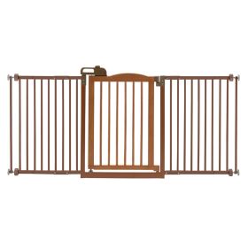 One-Touch Gate for Door (Option: Touch Gate II Wide in Brown)