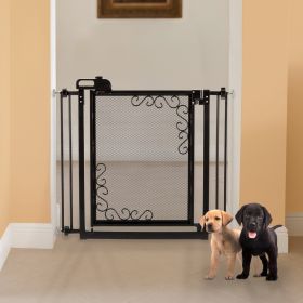 One-Touch Gate for Door (Option: Touch Metal Mesh Pet Gate in Black)