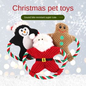 Christmas pet plush toys dog voice toys grinding teeth resistant toys cat toy cartoon cotton rope toy (color: Brown)