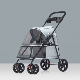 Pet Dog Stroller, Quick Folding, Shockproof with 2 Front Swivel Wheels & Rear Brake Wheels, Cup & Storage Bags Holder, Puppy Jogger Carrier (color: Gray)