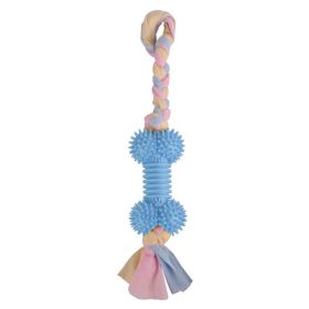 Dog Chews Toy with Cotton Rope Natural Rubber Toys Cleans Molars (color: Blue)