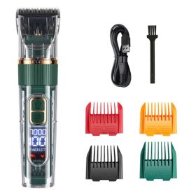 Dog Hair Clippers Set Low Noise Rechargeable Cordless For Dogs; Dog Grooming Clippers (color: Green, Items: Standard Version)