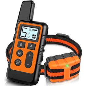 Dog Training Collar; Waterproof Shock Collars for Dog with Remote Range 1640 ft; 3 Training Modes; Beep; Vibration and Shock; Rechargeable Electr (color: Orange)