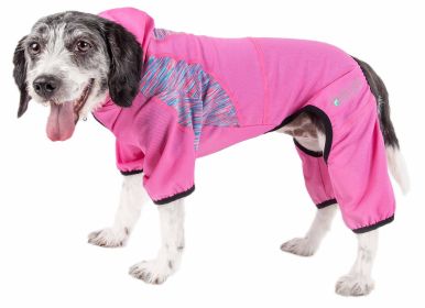 Pet Life Active 'Pawsterity' Heathered Performance 4-Way Stretch Two-Toned Full Bodied Hoodie (color: Pink, size: X-Small)