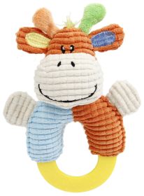 Pet Life 'Ring-O-Round' Plush Squeaking and Rubber Teething Newborn Puppy Dog Toy (color: Blue / Orange)