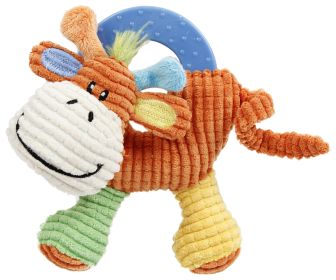 Pet Life 'Moo-cifier' Plush Squeaking and Rubber Teething Newborn Puppy Dog Toy (color: Orange / Green / Yellow)