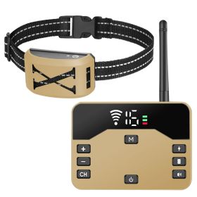 Wireless Electric Dog Fence Waterproof Pet Shock Boundary Containment System Electric Training Collar for Small Medium Large Dogs (color: gold, tYPE: Fence with 1 collar)
